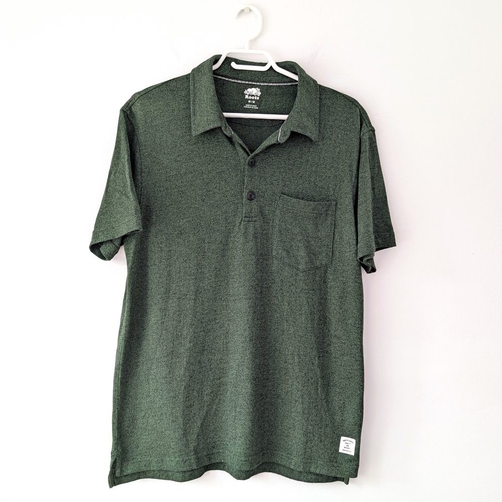 Roots Green Heather Golf Polo In Size M